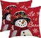 Let it Snow Snowman Christmas Red Throw Pillow Covers Set of 2, 18 x 18 Inch Winter Holiday Cushion Case Decoration for Sofa Couch